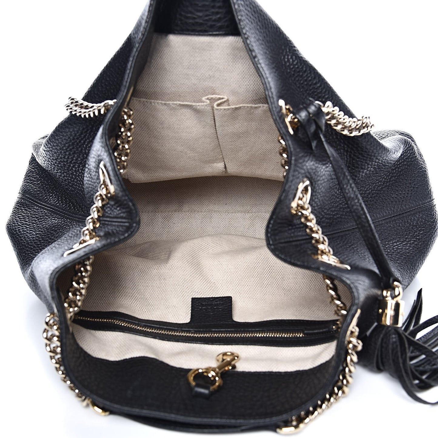 Pebbled Calfskin Medium Soho Chain Shoulder Bag Black