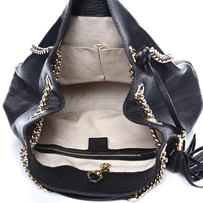 Gucci Pebbled Calfskin Medium Soho Chain Shoulder Bag Black 5 of 14