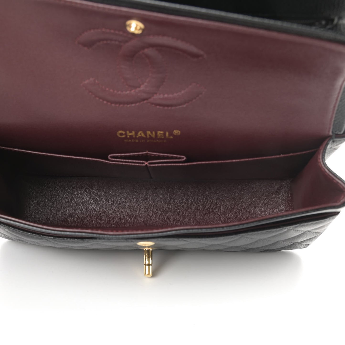 Caviar Quilted Medium Double Flap Black