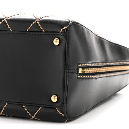 Chanel Calfskin Wild Stitch Vertical Top Handle Bag Black 10 of 16