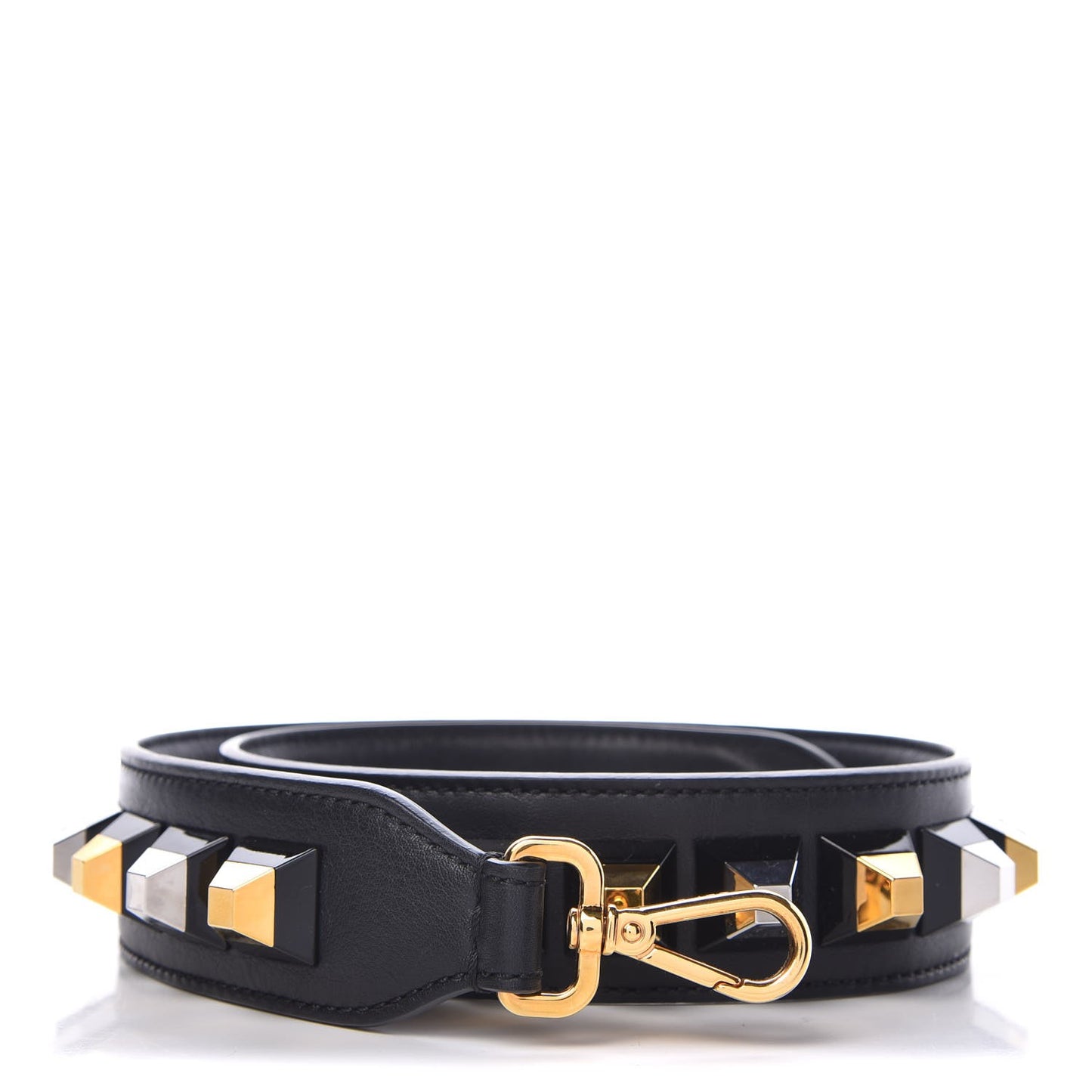 Calfskin Studded Strap You Black Gold