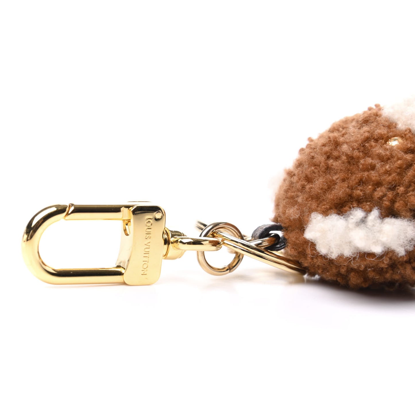 Shearling LV Teddy Bear Bag Charm Key Holder Black Pink