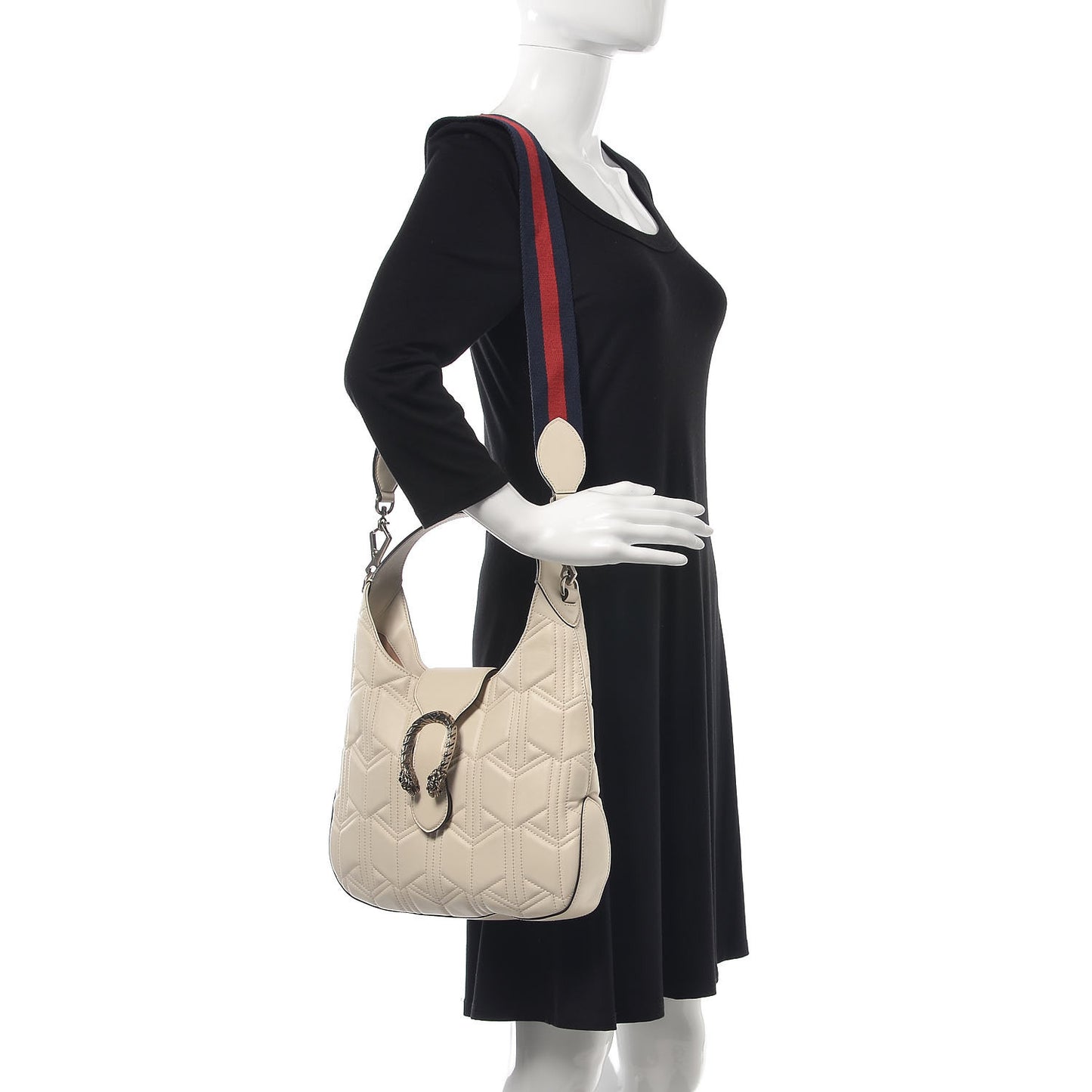 Calfskin Web Quilted Small Dionysus Hobo White