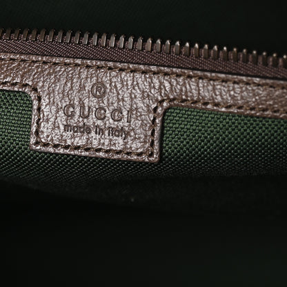 Gucci GG Supreme Monogram Textured Dollar Calfskin Web Medium Savoy Duffle Bag Beige Dark Brown 5 of 9