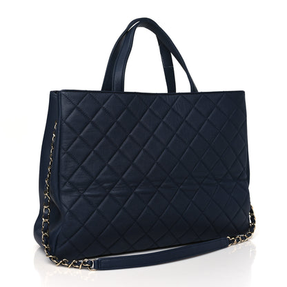 Chanel Caviar Quilted Large Business Affinity Shopping Bag Navy 3 of 10