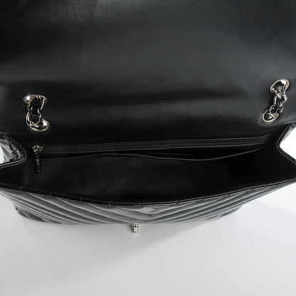 Chanel Patent Chevron Quilted Maxi Single Flap Black 6 of 8
