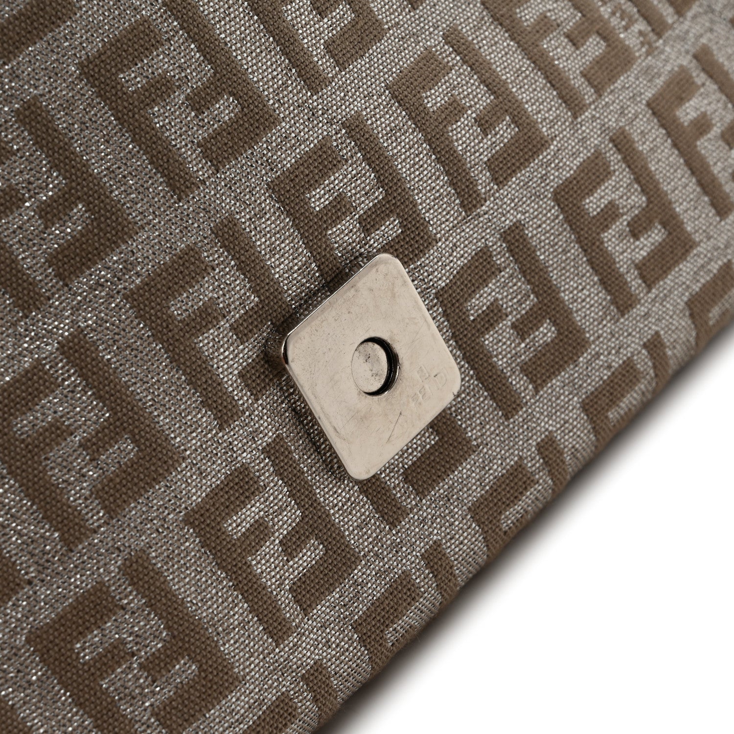 Fendi Metallic Jacquard Zucchino Suede Mini Mama Baguette Cipria Argento Grigio 13 of 13