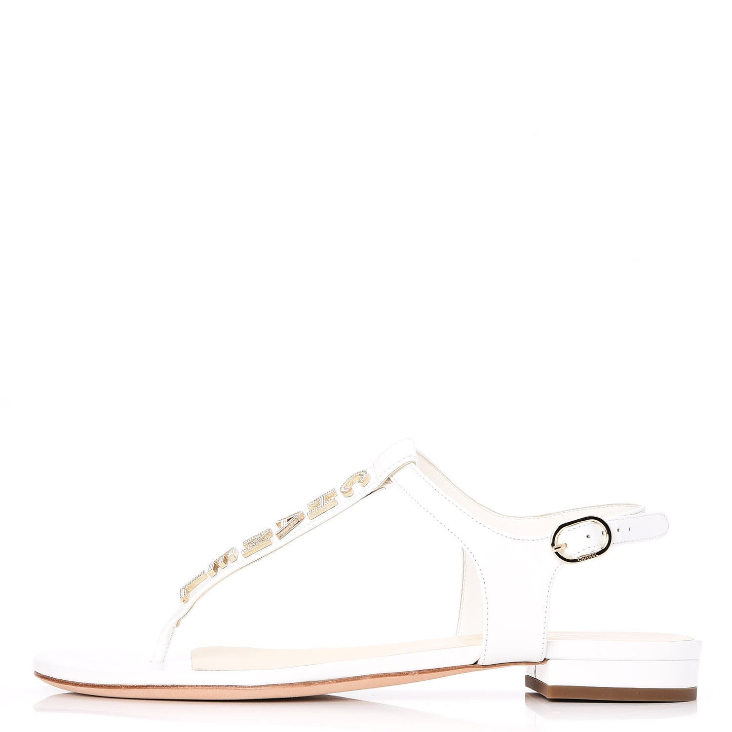 Lambskin Logo Thong Sandals 35.5 White