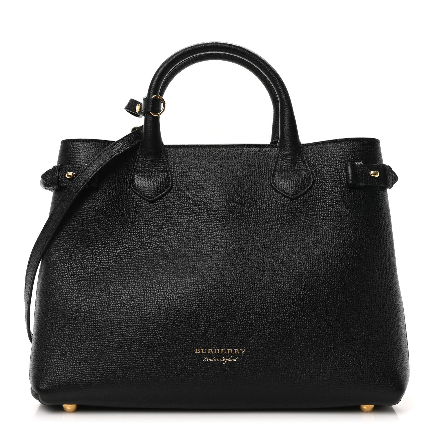 Burberry Derby Calfskin House Check Medium Banner Tote Black 1 of 9