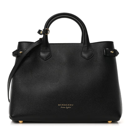 Burberry Derby Calfskin House Check Medium Banner Tote Black 1 of 9