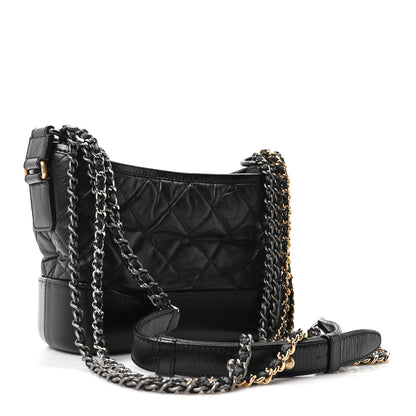 Chanel Aged Calfskin Quilted Small Gabrielle Hobo Black 3 of 10