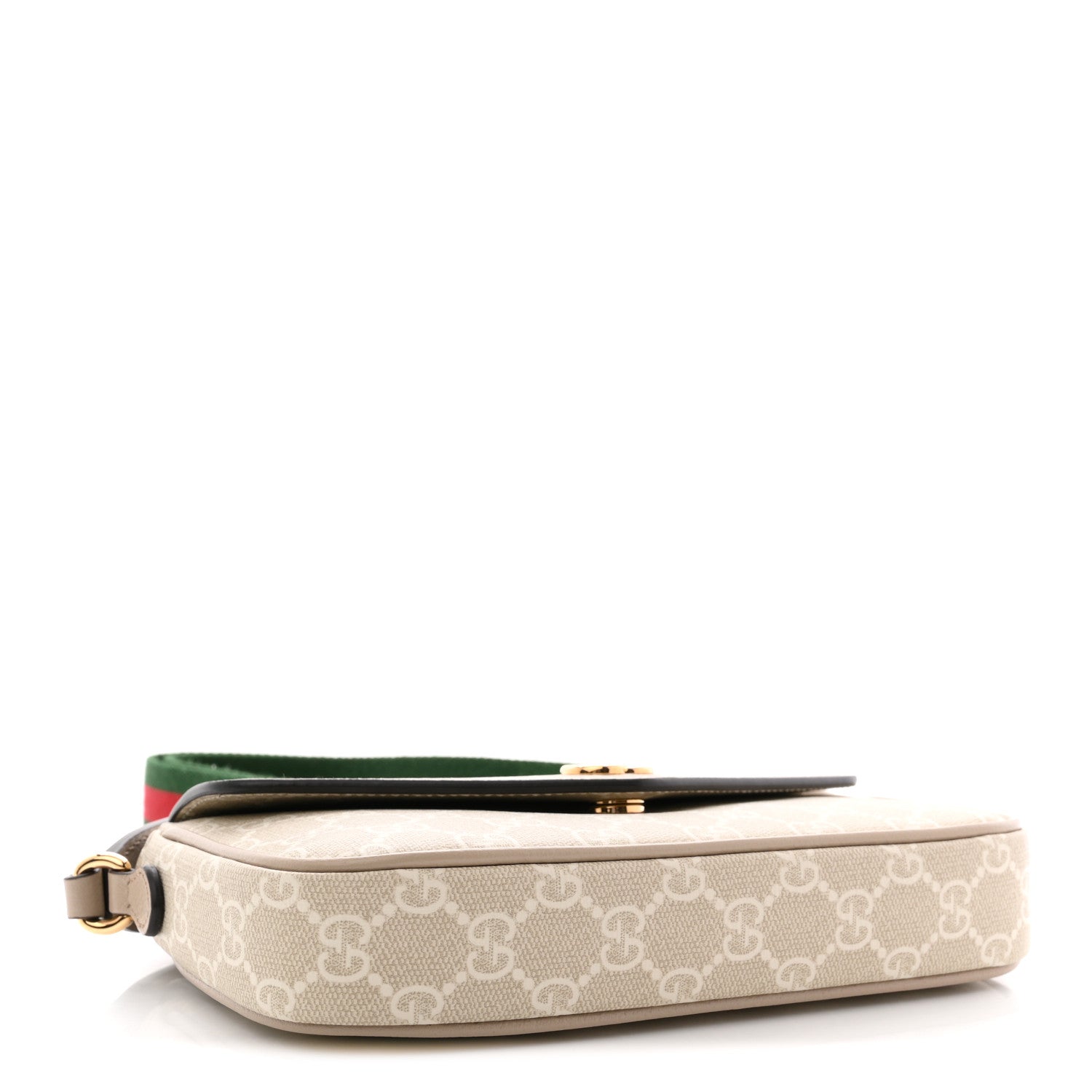 Gucci GG Supreme Monogram Textured Dollar Calfskin Web Mini Ophidia Envelope Shoulder Bag Beige Mystic White Oatmeal 4 of 12