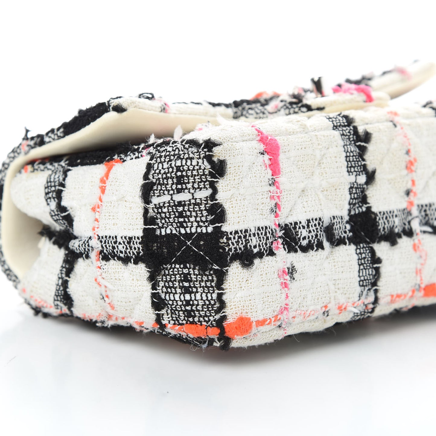 Tweed Quilted Mini Rectangular Flap Black White Pink
