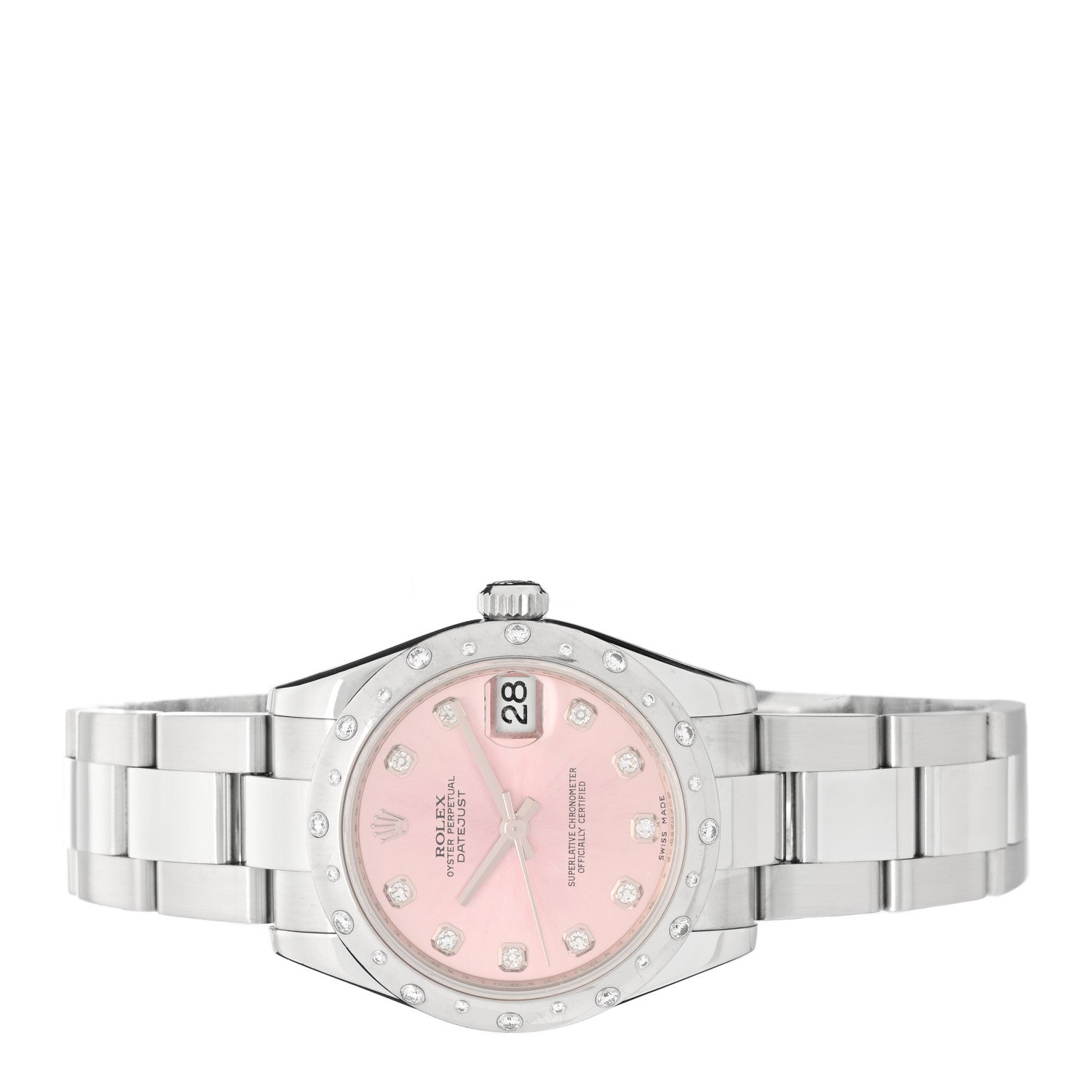 Rolex Stainless Steel 18K White Gold Diamond 31mm Oyster Perpetual Datejust Watch Pink 178344 2 of 5