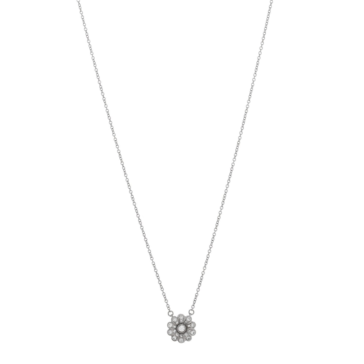 Tiffany Platinum Diamond Flower Pendant Necklace 1 of 4