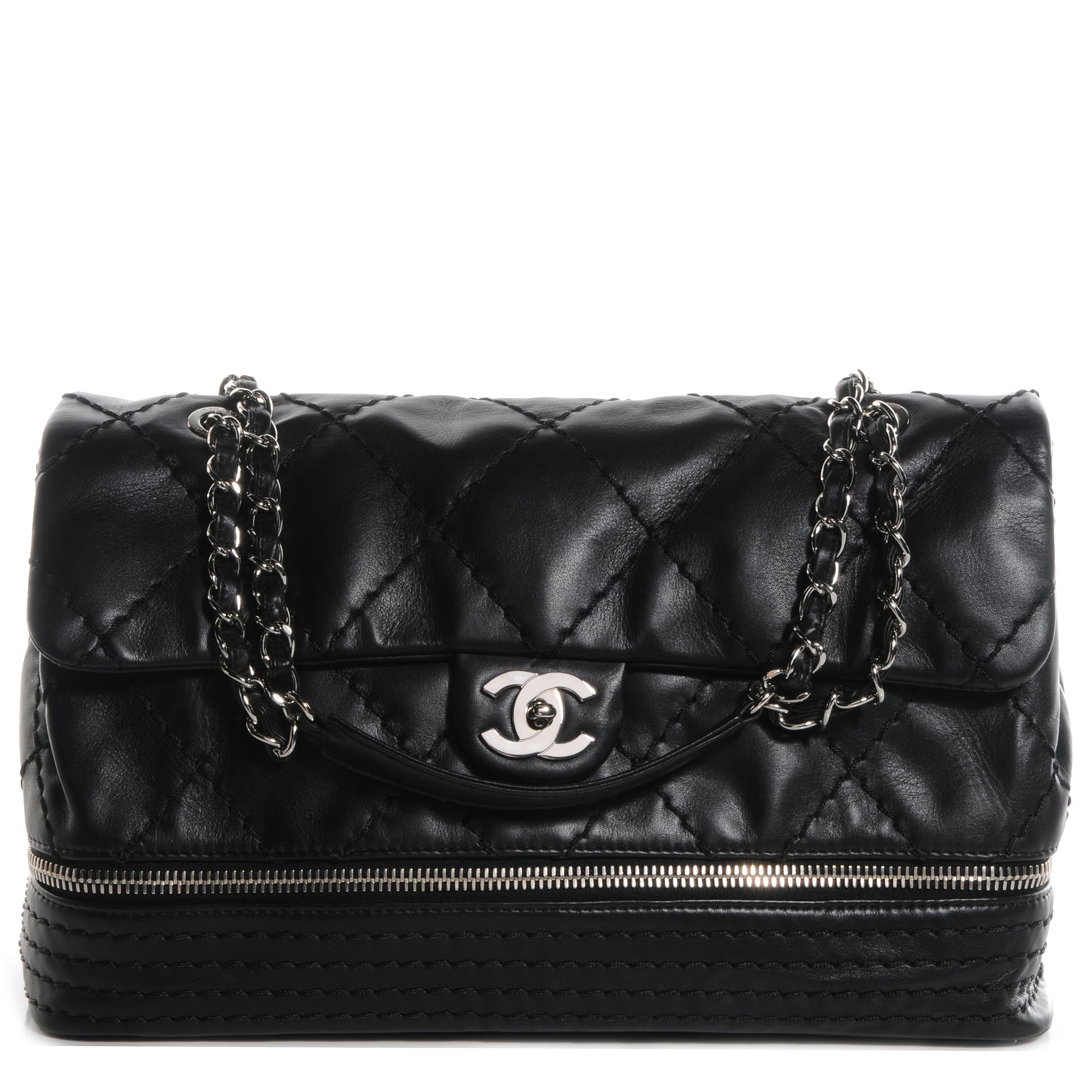 Chanel Calfskin Large Expandable Flap Bag Black 1 of 8