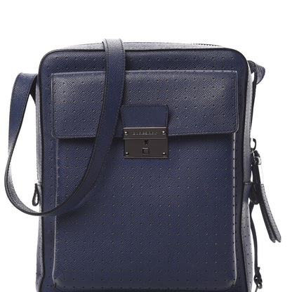 Burberry London Grainy Calfskin Perforated Small Shaldon Crossbody Lapis Blue 8 of 18