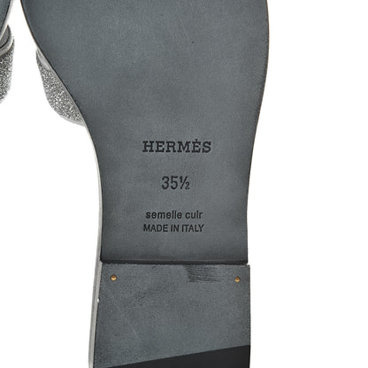 Hermes Suede Goatskin Crystal Powder Oran Sandals 35.5 Argento 7 of 9
