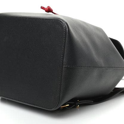Fendi Vitello Cruise Bi-Color FF 1974 Embossed F is Fendi Drawstring Backpack Black Fragola Maya 9 of 9