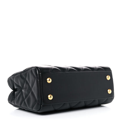 Chanel Calfskin Quilted Lady Handle Clutch Tote Black 3 of 11