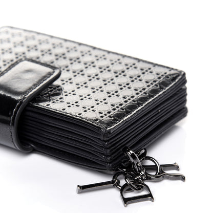 Christian Dior Metallic Patent Micro-Cannage Lady Dior 5-Gusset Card Holder Onyx Black 11 of 12