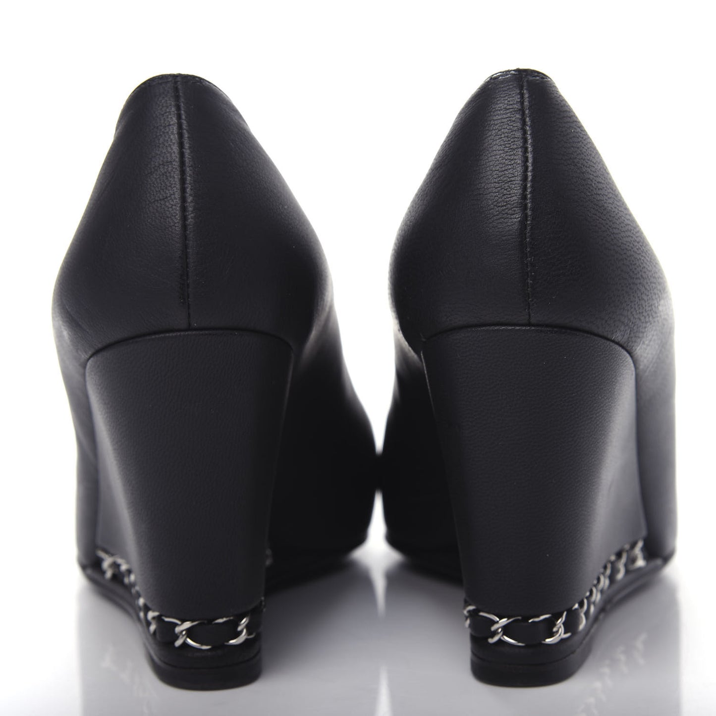 Lambskin Patent Cap Toe Wedges 37.5 Black