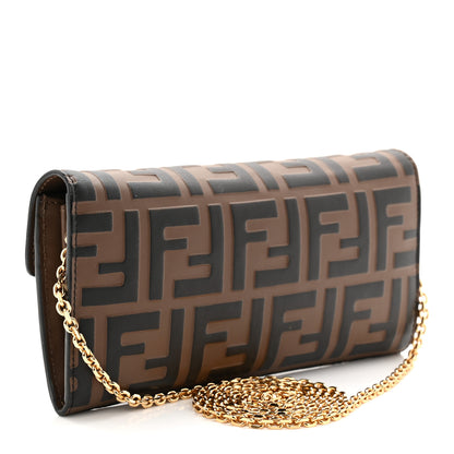 Fendi Vitello Soft F is Fendi Bi-Color FF 1974 Embossed Continental Envelope Wallet On Chain Maya Black 5 of 19