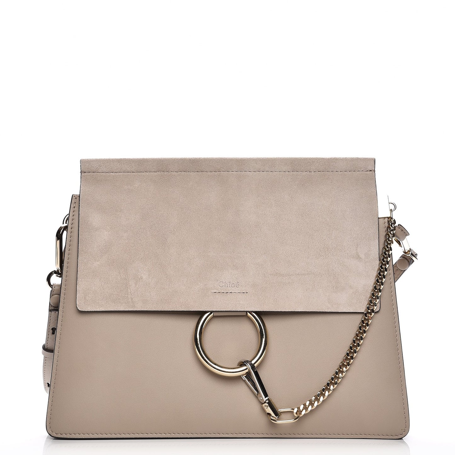 Calfskin Suede Medium Faye Shoulder Bag Motty Grey
