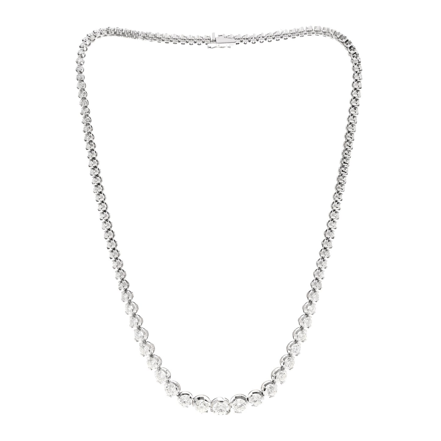 14K White Gold Diamond 10.03ctw Graduated Necklace