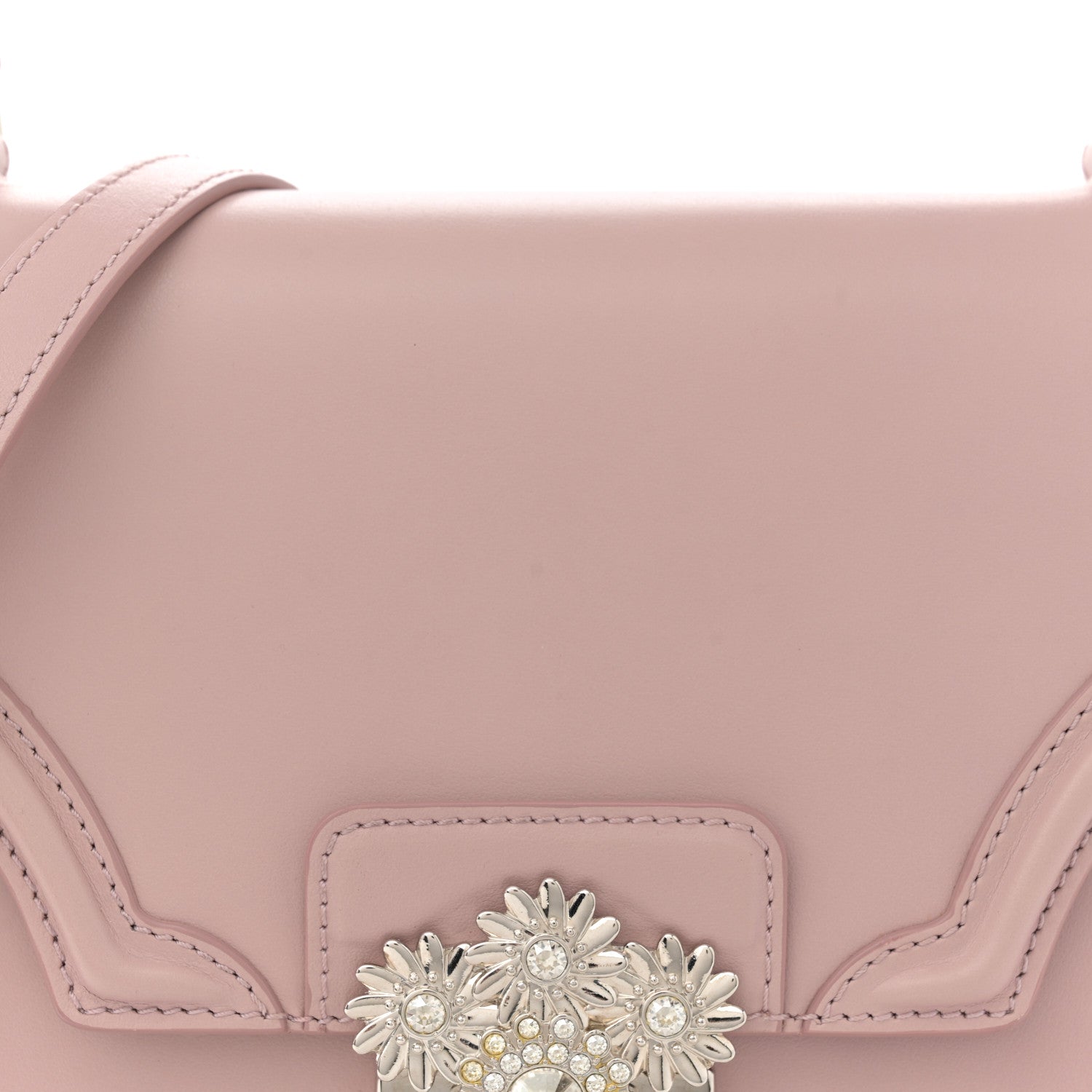 Alexander McQueen Calfskin Crystal Chain Flower Satchel Pink 8 of 12