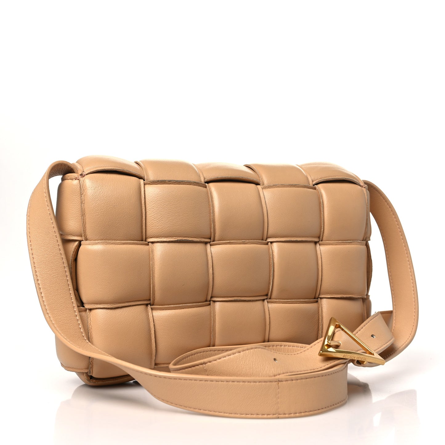 Nappa Maxi Intrecciato Padded Cassette Crossbody Bag Almond