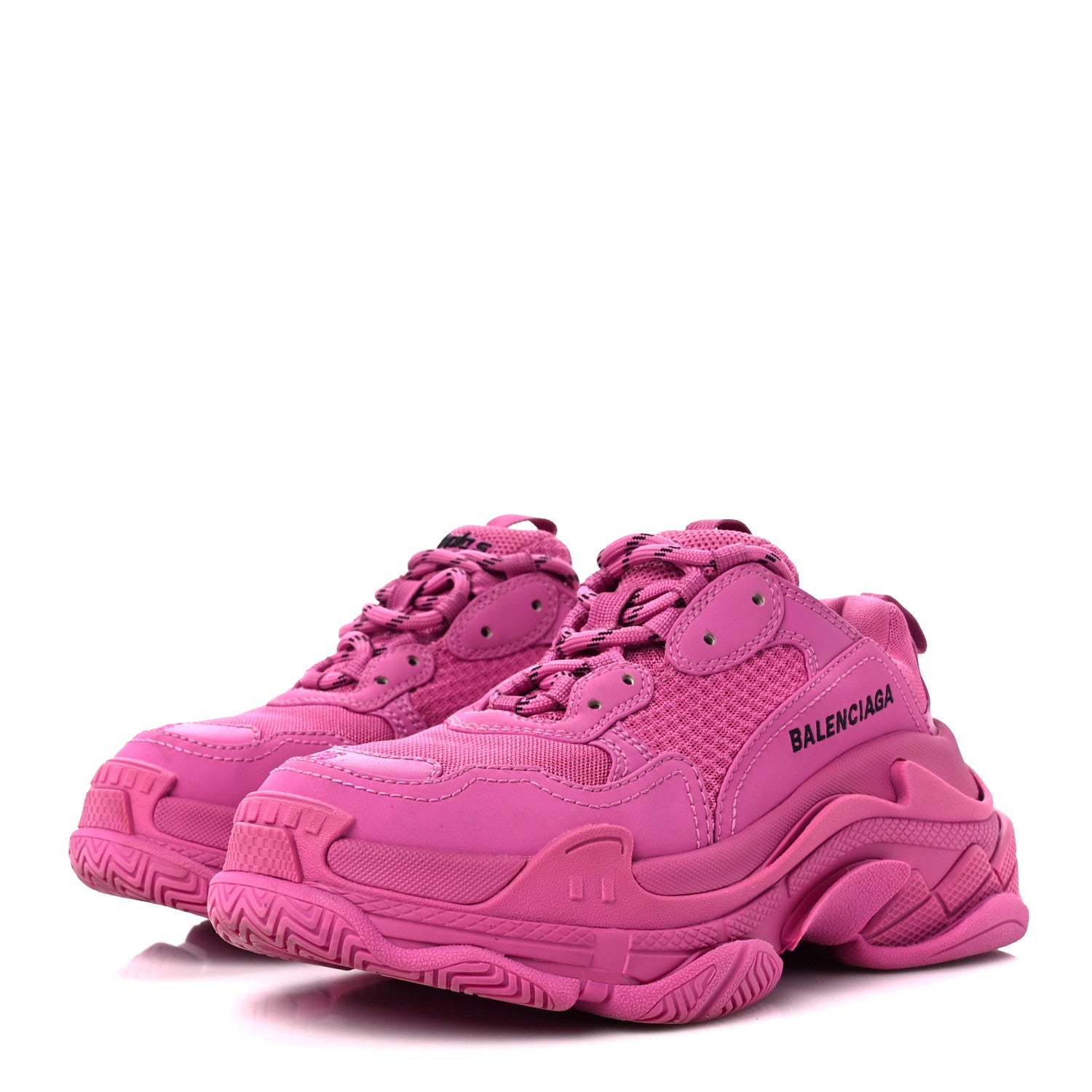 Balenciaga Fabric Mesh Womens Triple S Sneakers 36 Fluo Pink 3 of 8