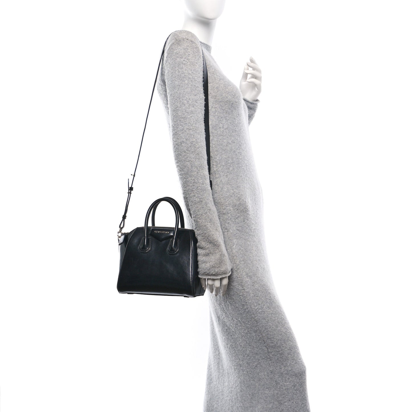 Shiny Lord Calfskin Mini Antigona Black