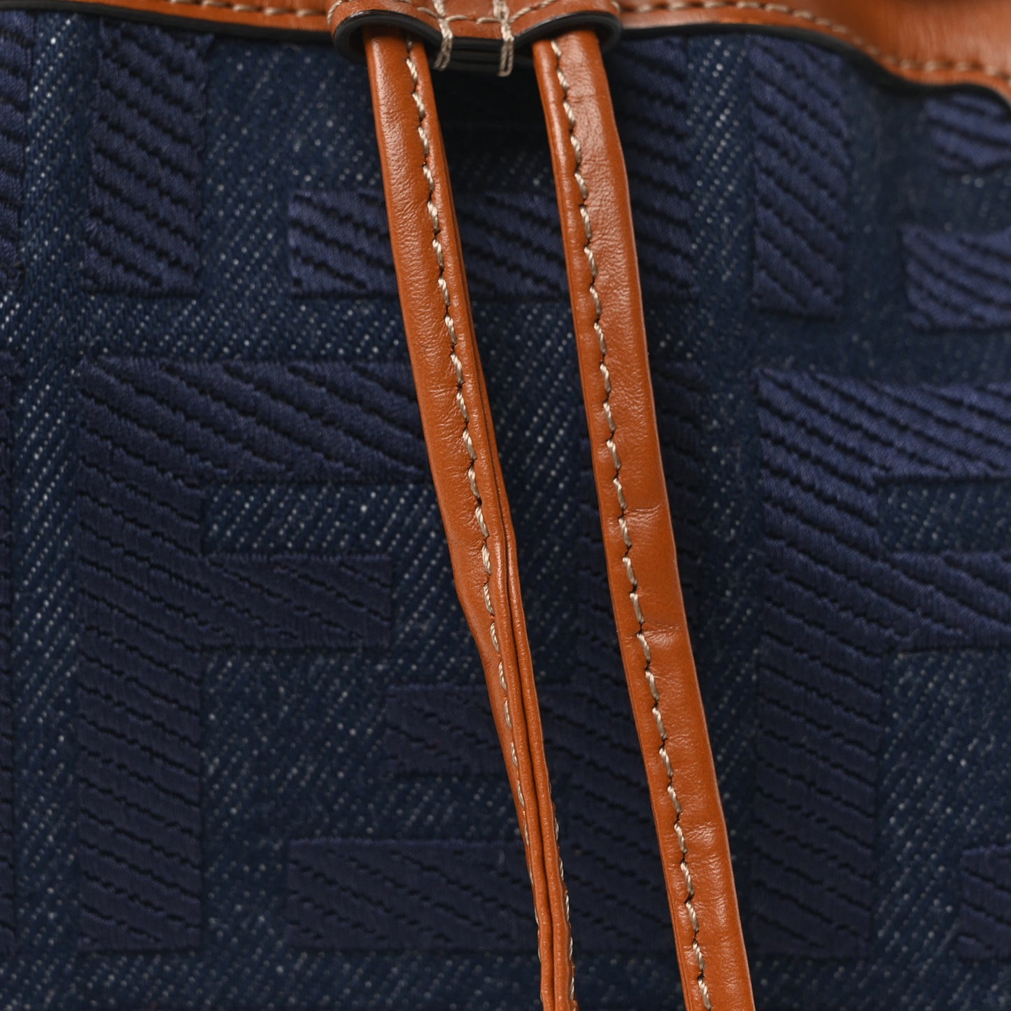 Denim Vitello King F is Fendi FF Embroidered Mini Mon Tresor Bucket Bag Blue Cuoio