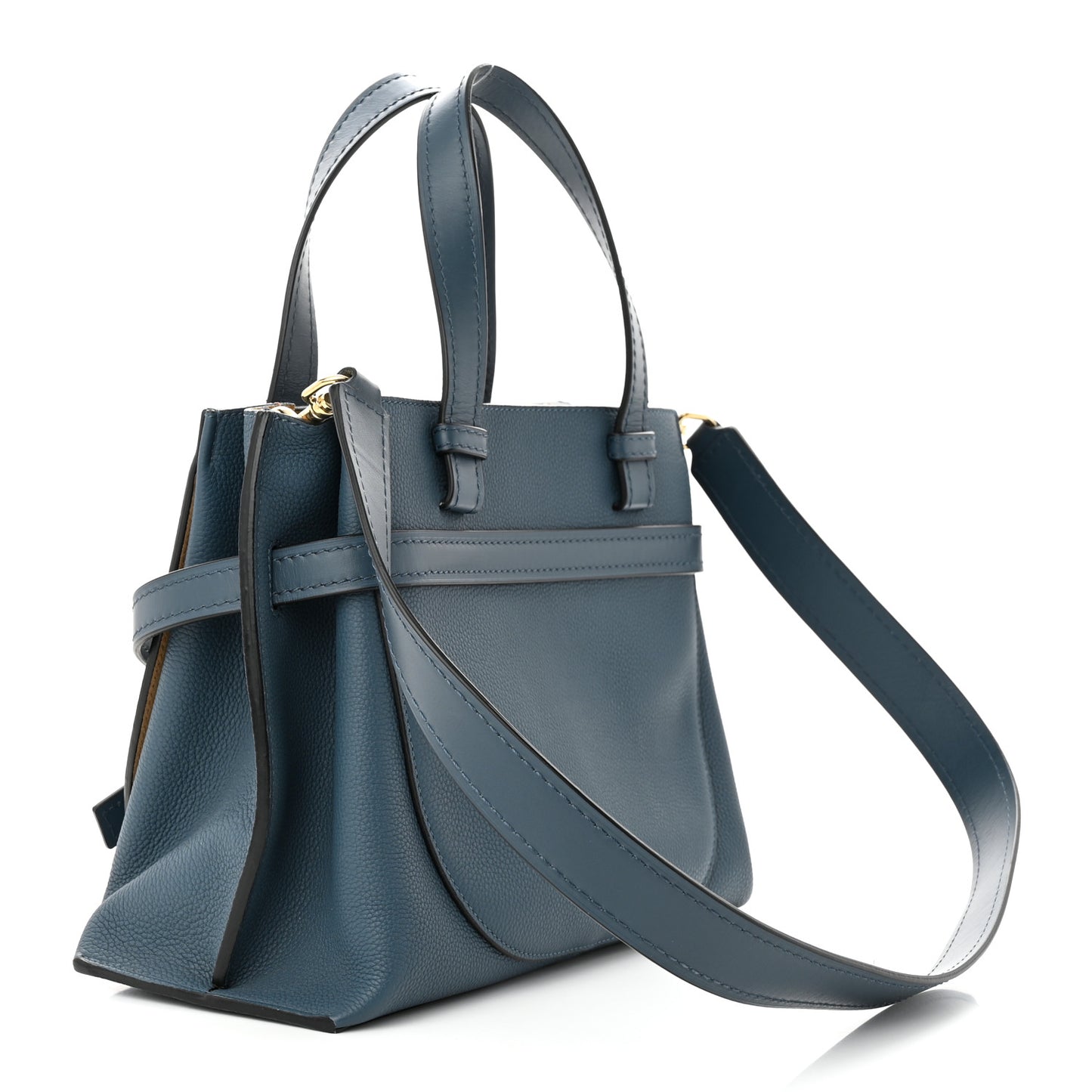 Calfskin Small Gate Tote Steel Blue
