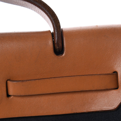 Hermes Toile Vache Calfskin Herbag PM 30 Black Natural 20 of 23