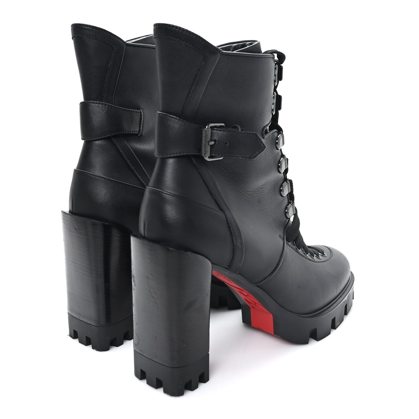 Calfskin Macademia 100 Biker Platform Boots 38.5 Black
