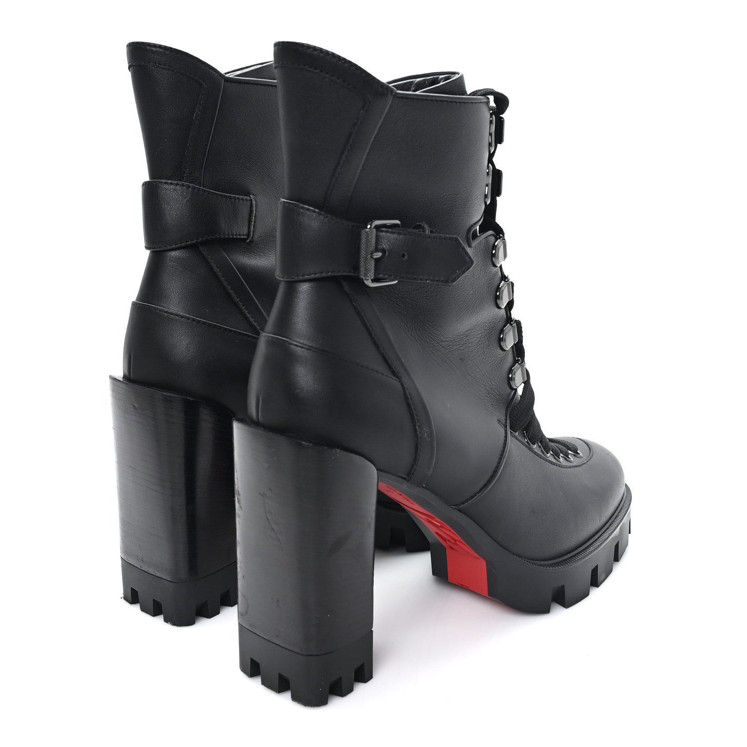 Christian Louboutin Calfskin Macademia 100 Biker Platform Boots 38.5 Black 5 of 9