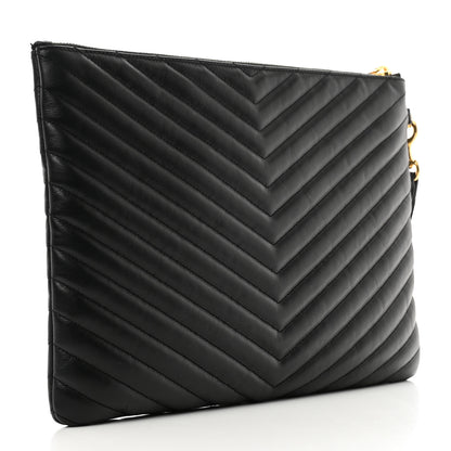 Saint Laurent Calfskin Matelasse Monogram Cassandre Tablet Pouch Black 3 of 7