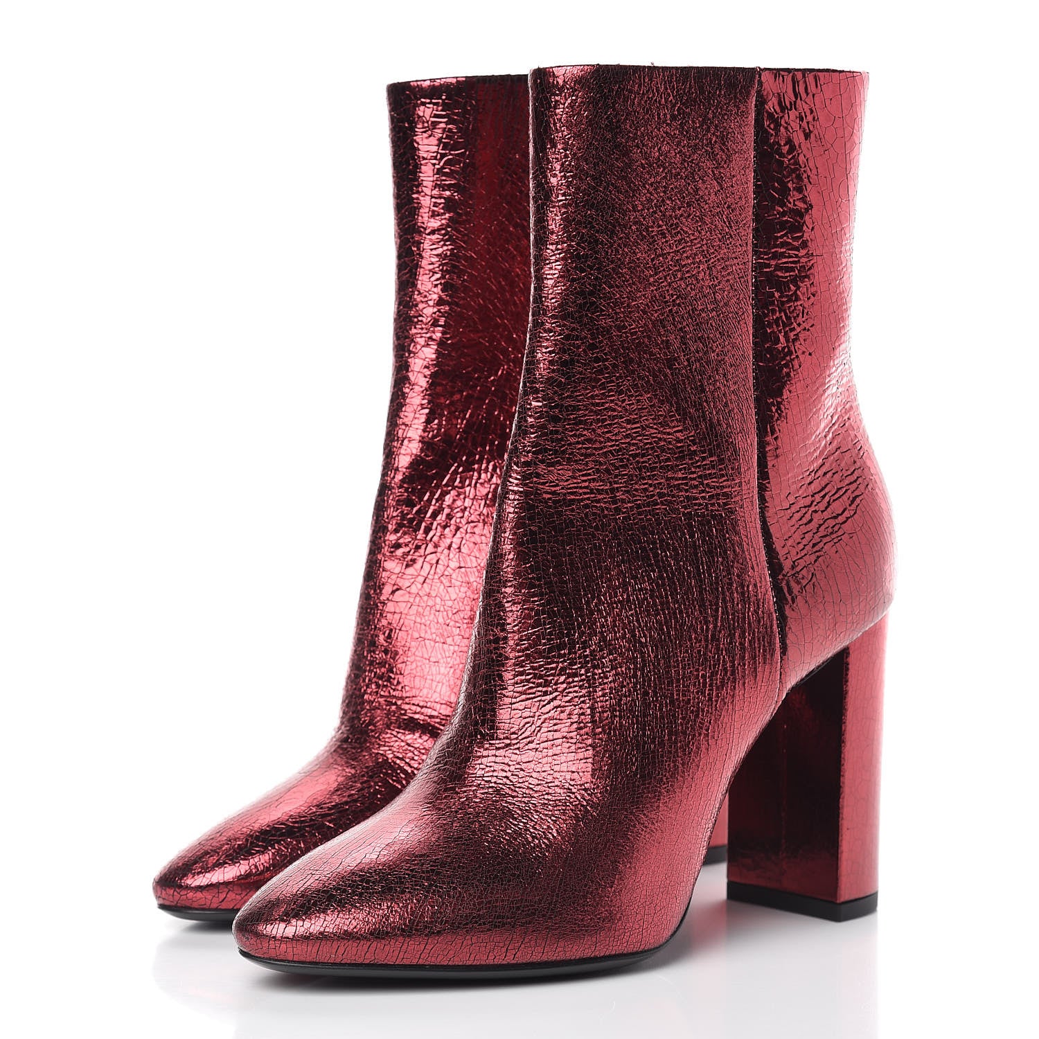 Saint Laurent Metallic Crackled Lou 95 Zip Bootie 37 Elect 3 of 9