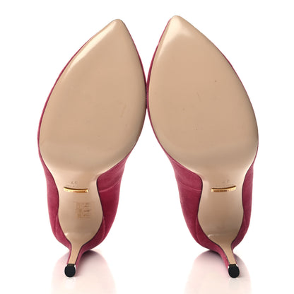 Gucci Velvet Removable Web Bow Pumps 37 Rasberry Rose 5 of 8