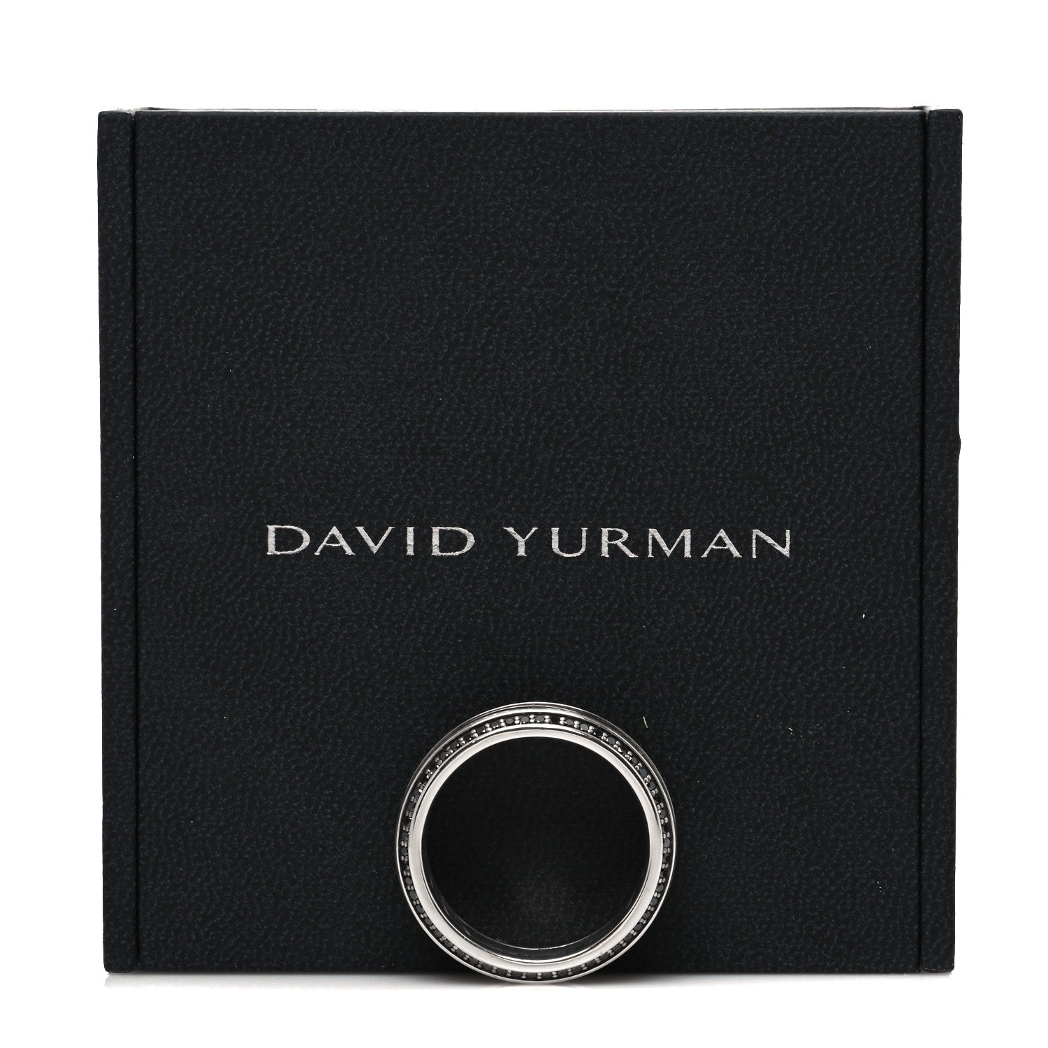David Yurman Sterling Silver Titanium Black Diamond Beveled Band Ring 65 11 4 of 4