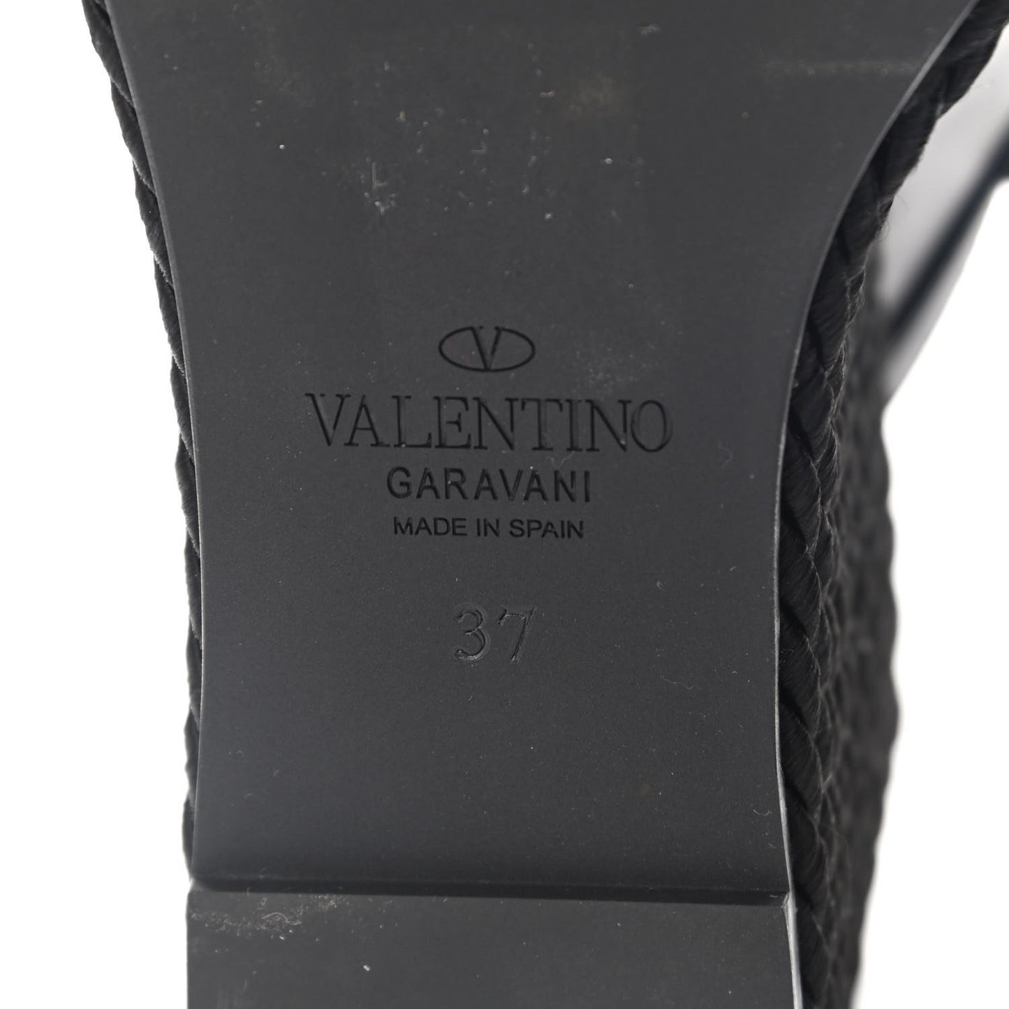 Calfskin Silk Rockstud Torchon Espadrille Wedge 25/115mm Slide Sandals 37 Black