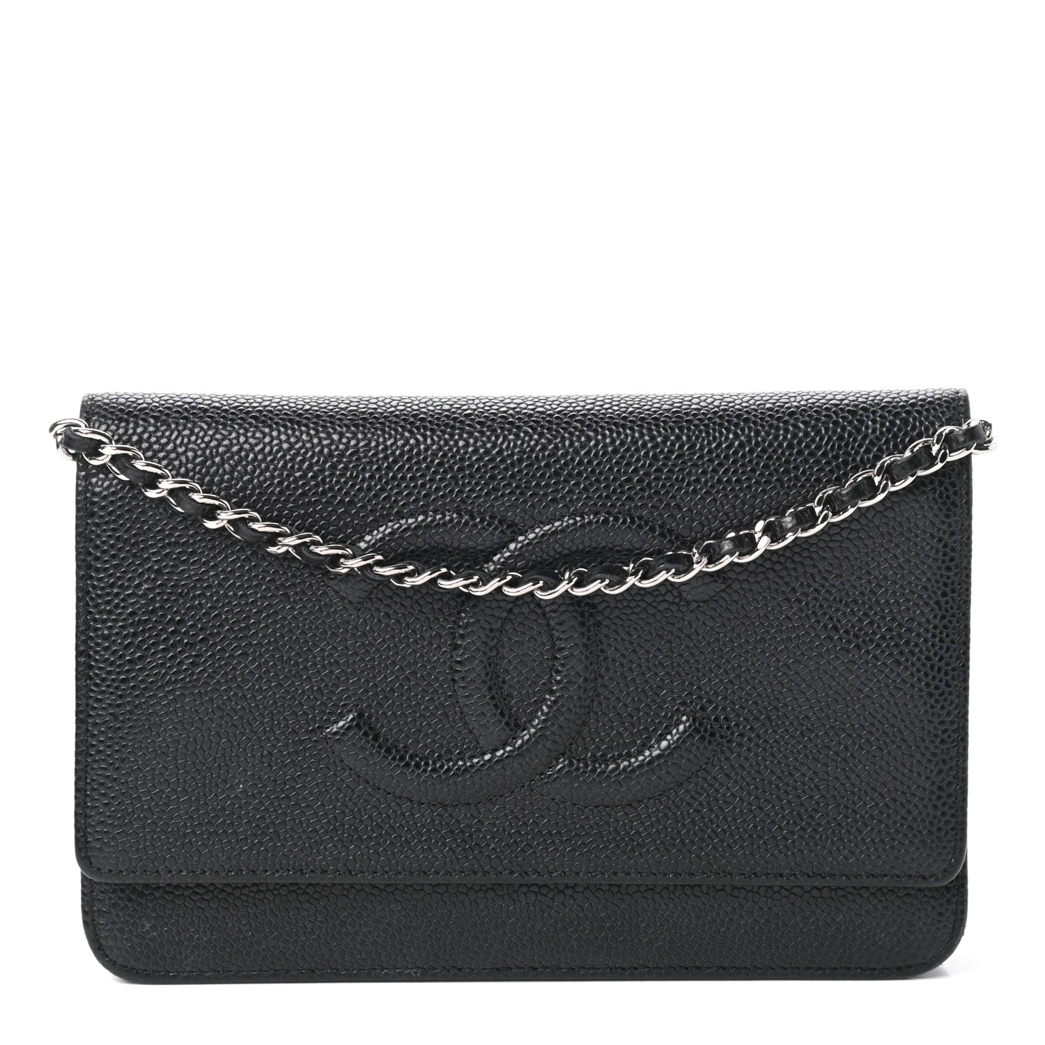 Chanel Caviar Timeless CC Wallet On Chain WOC Black 1 of 10