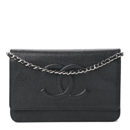 Chanel Caviar Timeless CC Wallet On Chain WOC Black 1 of 10