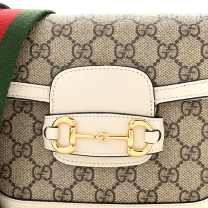 Gucci GG Supreme Monogram Web Mini Horsebit 1955 Shoulder Bag Beige Mystic White 8 of 10