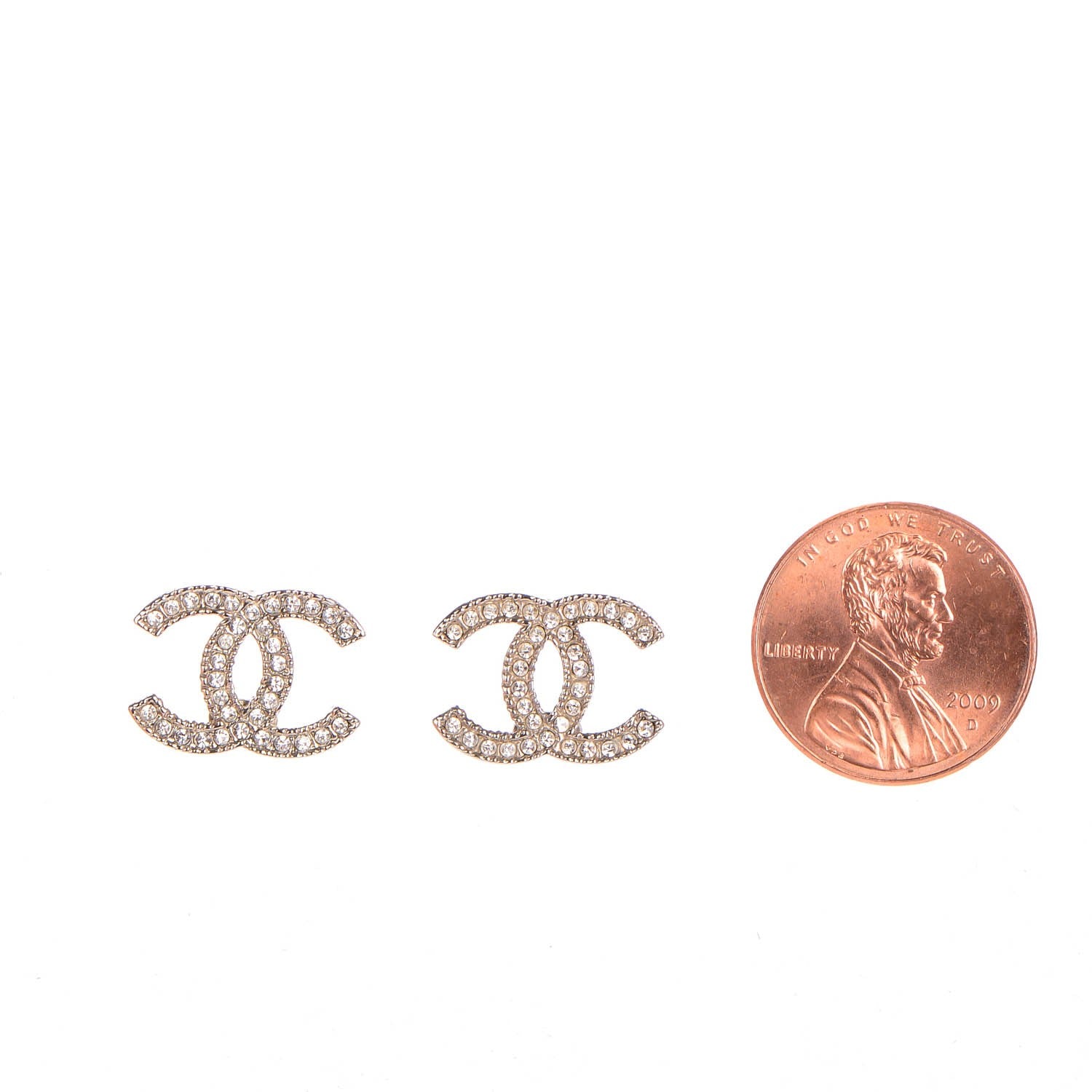 Chanel Crystal CC Earrings Silver 2 of 5