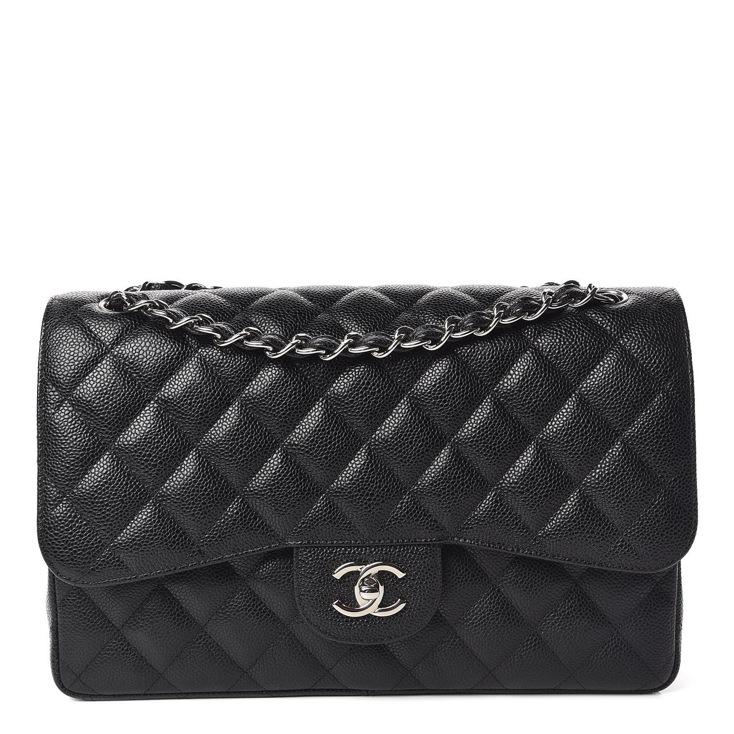 Caviar Quilted Jumbo Double Flap Black