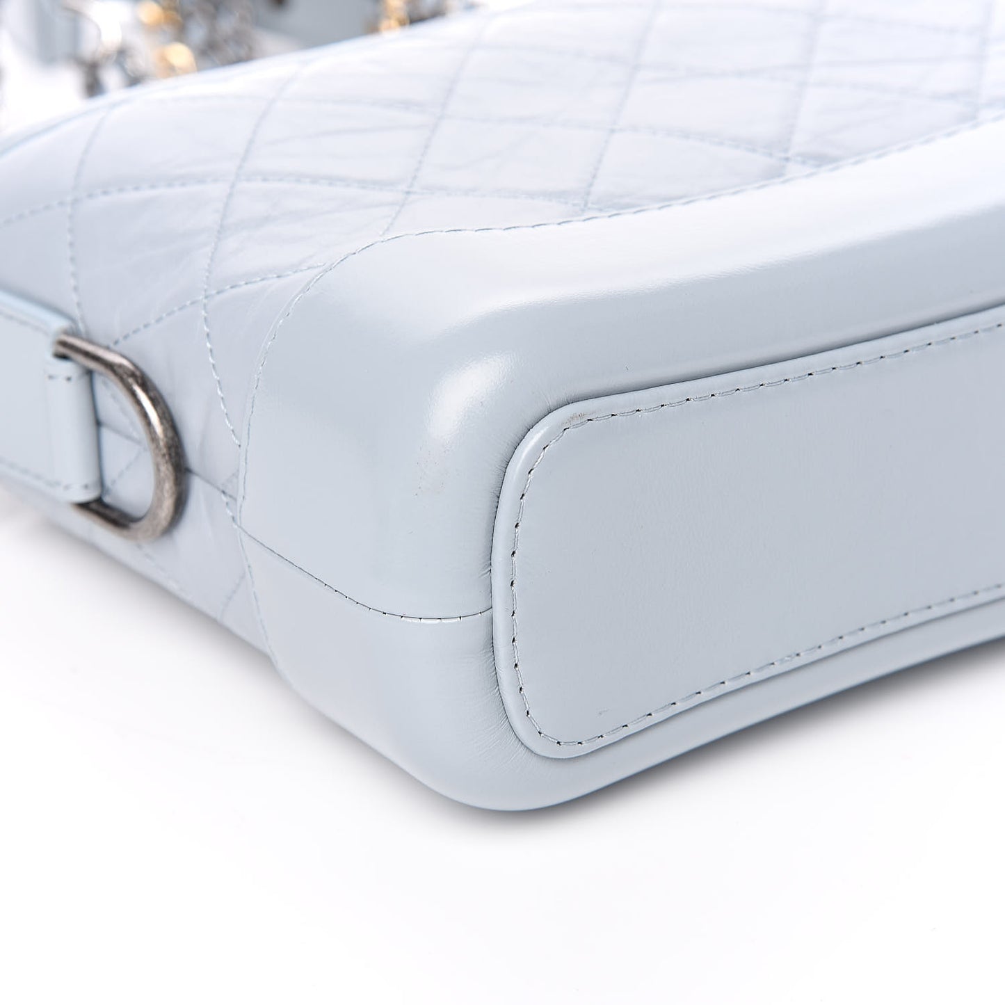 Aged Calfskin Quilted Small Gabrielle Hobo Light Blue