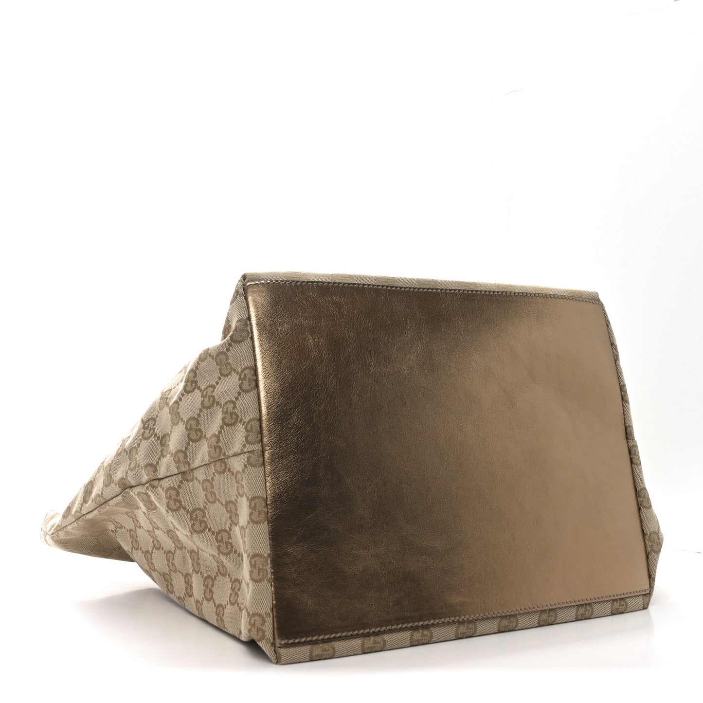 GG Monogram Large Web Handle Bucket Tote Gold